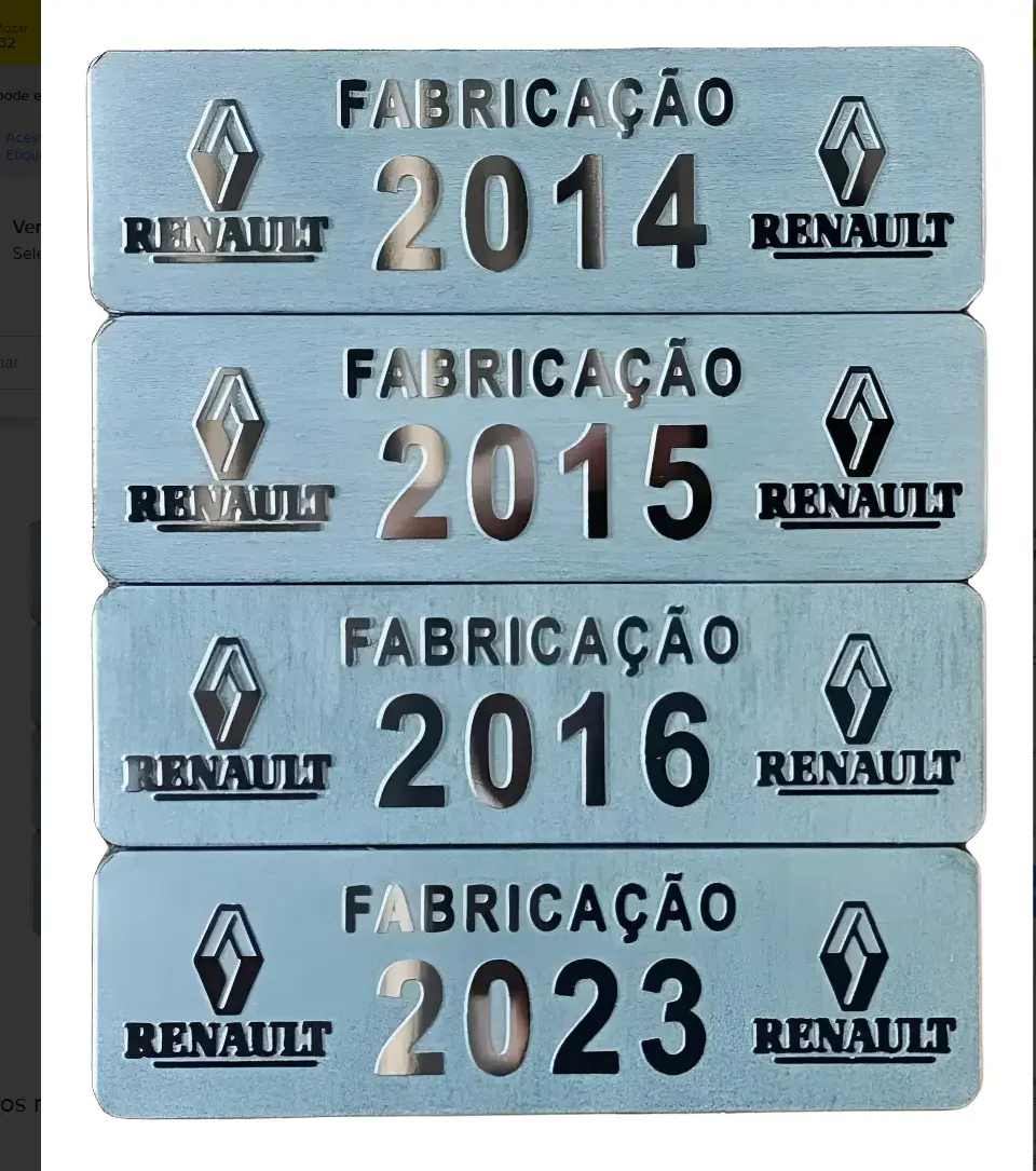 Plaquetas de identificação com numeração de ano de fabrico personalizada